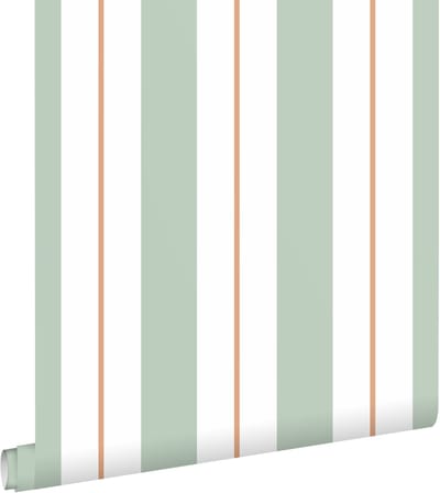 ESTAhome behang strepen mintgroen en terracotta - 50 x 900 cm - 131476