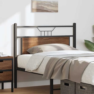 vidaXL Vervangend hoofdbord 100 cm bewerkt hout en staal bruin eikenkleurig