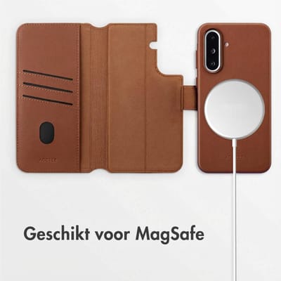Accezz Hoesje - Geschikt voor Samsung Galaxy A36 / A56 (5G) - Leather Bookcase 2-in-1 met Magnetische Ring - Coffee Brown