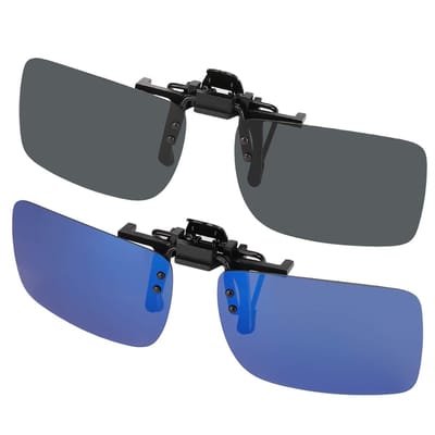 Dailygoody - Zonnebril opzetstuk - Clip-on zonnebril - Gepolariseerde lens - Uniseks - Flip-up randloos - Geschikt voor bijziende brillen - 2 stuks