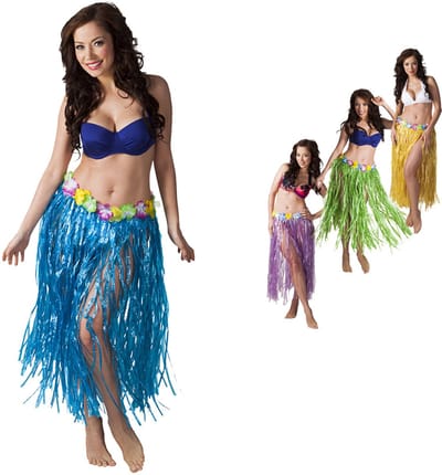 Fiestas Guirca Hawaii verkleed rokje - voor volwassenen - blauw - 75 cm - hoela rok - tropisch