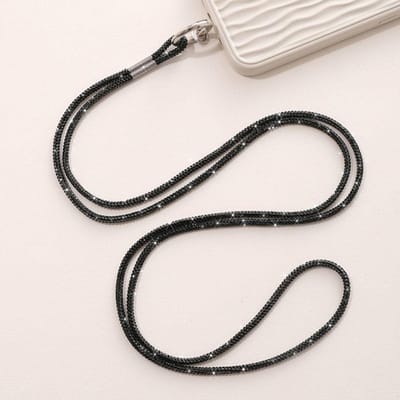 Lanière de téléphone portable de luxe en strass, étui en diamant pour téléphone portable, ornements suspendus Anti-perte, pendentif porte-clés, sangle de cordon à paillettes noir