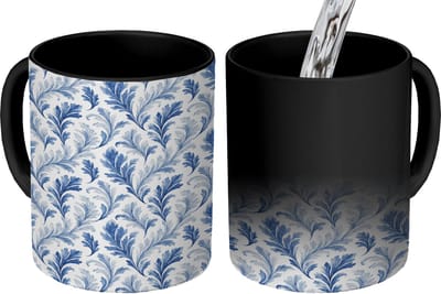Magische Mok - Foto op Warmte Mokken - Koffiemok - Frans - Citroen - Bladeren - Blauw - Magic Mok - Beker - 350 ML - Theemok