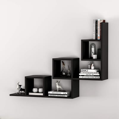 Muurplank voor Decoratie, Hangplank voor Boeken en Accessoires in Stijlvol Zwart Design