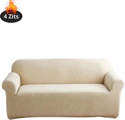 Livano Bankhoes - Bankbeschermer - Stretch - Sofa Cover - Effen - Beige - 4 Zits