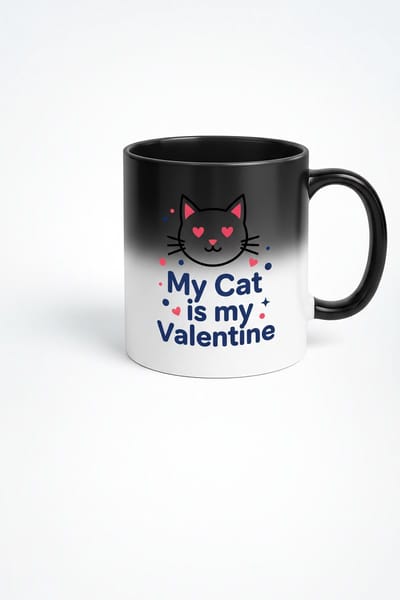 Magische Mok 'My Cat is my Valentine' | Katten Valentijn Cadeau | Warmte Gevoelige Mok met Kattenontwerp