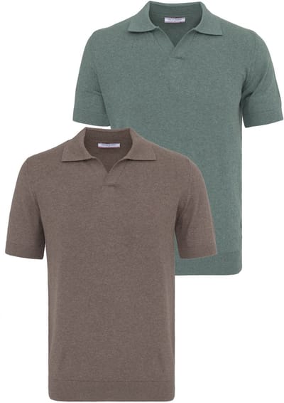 Felix Hardy Polo Shirt Korte Mouwen 100% Katoen - 2 Pack Heren Bruin-Groen - L