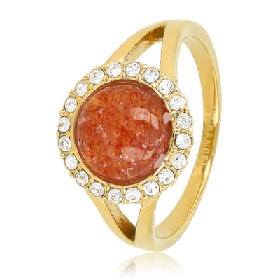 My Bendel - Elegante Ring met Edelsteen & Zirkonia • Berry Quartz - met Luxe Cadeauverpakking | Sieraden Voor Dames | Maat 17.00 Mm / Maat 53