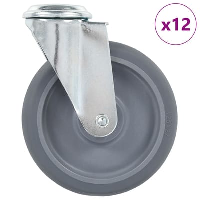 vidaXL 12 st Zwenkwielen met boutgaten 125 mm