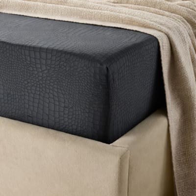 Y-NOT™ - Velvet Velours Snake Skin - Hoeslaken - Zwart - 90x200+30cm 1-Persoons - Hoekhoogte 30cm - 30 dagen proefslapen