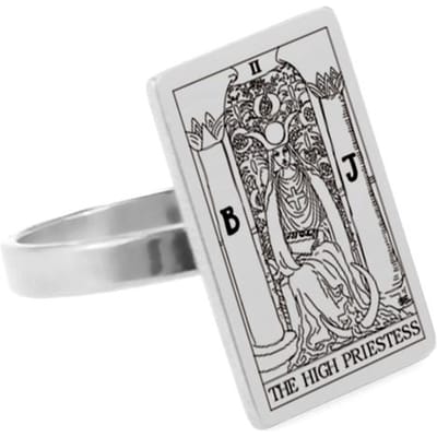 LIKGREAT Tarot Kaarten Ringen voor Vrouwen Mannen Roestvrij Staal Esoterisme Divinatie Magie Vingerringen Punk Amulet Sieraden Cadeau Nieuw 10 white