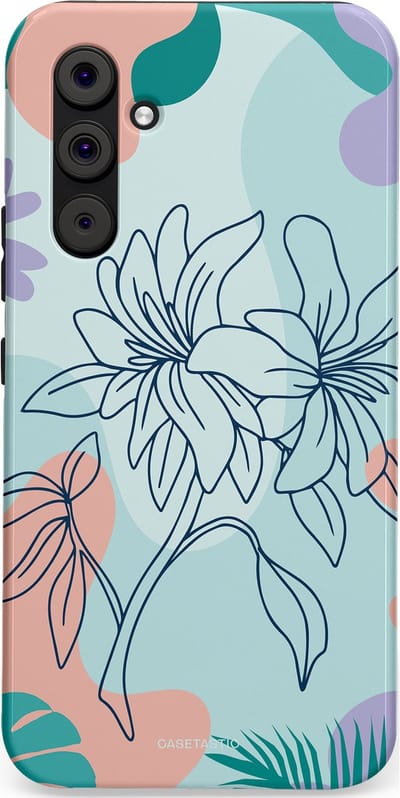 Casetastic Hoesje Geschikt voor Samsung A54 (5G) - Stijlvolle Beschermende Duo-layer Case - Mint Bloemprint
