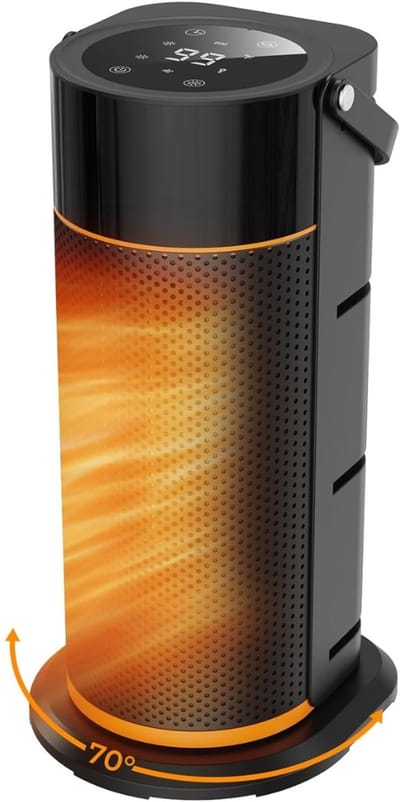 Elektrische Kachel 2000W Keramische Verwarming – Elektrische Kachel Energiezuinig Met Slimme ECO-Stand En 4 Warmtestanden – Keramische Verwarming Fluisterstil Met 70° Oscillatie En 9 Uur Timer | Oververhittings- En Omvalbeveiliging In Zwart Design