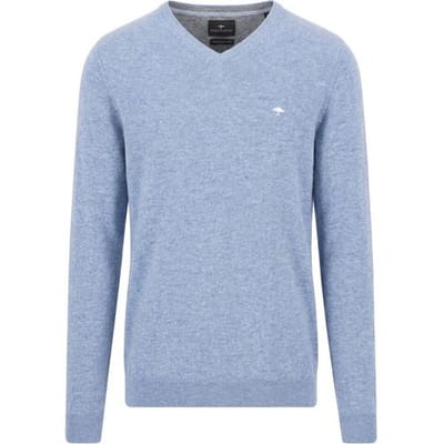Fynch-Hatton Trui V-Neck Merino Cashmere Air Blue / male
