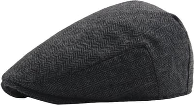 Flatcap platte pet - grijs zwart - maat 58 - Winterpet