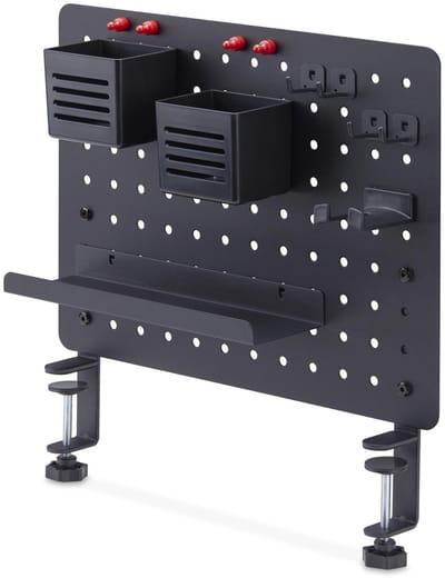 StarTech.com Stalen Gereedschapsbord met Accessoires, 42 x 32cm, Werkplaatsinrichting met Klembevestiging, Bureau Opbergsysteem, Zwart