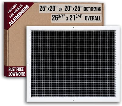 Retourluchtrooster Aluminium - Ventilatierooster - Luchtcirculatie Verbeteren - Roestvrijstaal Ontwerp - 25x20 inch - Wit