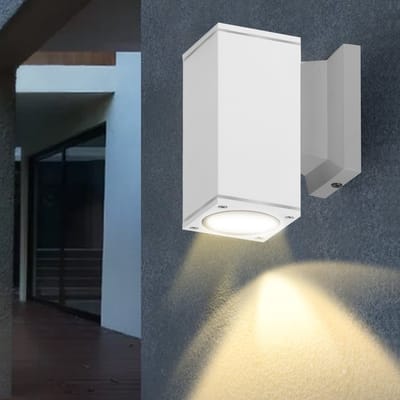 Aigostar 13VEL Wandlamp - Industrieel - IP65 Buitengebruik - GU10 - Vierkant Wit - Zonder Lichtbron