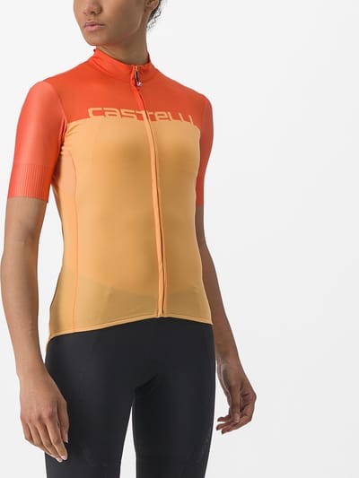 Castelli Fietsshirt Korte Mouwen Dames Oranje - CASTELLI VELOCISSIMA JERSEY SOFT ORANGE SCARLET IBIS - S