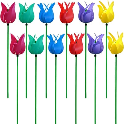 Tuin Pinwheels - Windmolens Bloemen - Buiten Decoratie - Vlinder Decoratie - 46 cm Hoog - Kleurrijk