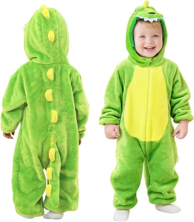 Schattige Dino Overall voor Kinderen - Winter Jumpsuit, Flanellen Pyjama en Cosplay Kostuum voor Comfortabel Slapen en Spelen