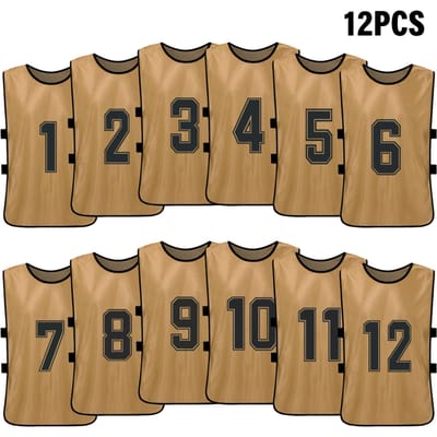 6 STUKS Volwassenen Voetbal Hesjes Sneldrogend Voetbal Team Shirts Jeugd Sport Scrimmage Voetbalteam 12pcs For Adults goudbruine kleur
