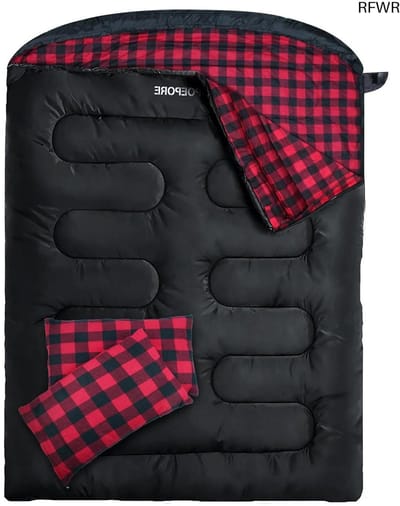 RFWR® Dubbele Slaapzak Katoen voor Volwassenen - Warm en Comfortabel voor Kamperen - 2 Personen met Kussens en Draagtas