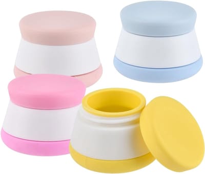 Famanu – Siliconen reiscrèmehouders 20 ml - set van 4 - lekvrije cosmeticapotjes voor crèmes en lotions - herbruikbare reiscontainers in 4 kleuren