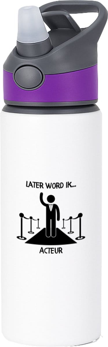 Hacebo® - Later word ik acteur waterfles met rietje paars - Actrice - Acteurs - Filmspeler - filmspeelster - rolspeler - theatermaker - performer - water fles - 650ML