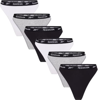Reebok String Lotty - Maat XS - 6 Pack - Zwart/Wit/Grijs