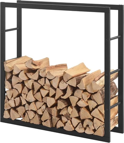 Stalen Houtopslag Rek Zwart 100x100x25cm - Voor Binnen en Buiten