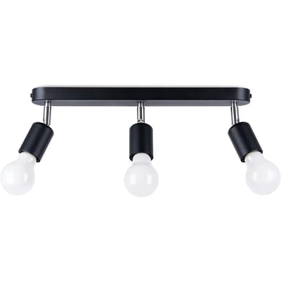 Sollux Lighting Plafondlamp Fornes - E27 - zwart - staal - 13.5x40x6cm