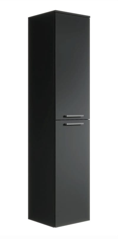 WEBO Badkamerkast Olaf 30 x 30 x 160 cm - Zwart - Hangende Kolomkast met Twee Deuren inclusief Softclose
