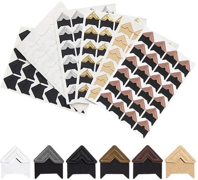 Dailygoods- Fotohoekstickers 432 stuks - Zelfklevend - Plakboek - Fotohoekstickers - Doe-het-zelf - 6 Kleuren - Kraftpapier 2x2 cm - Fotohoeken