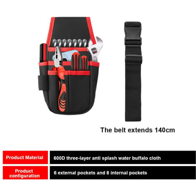 Sac banane à outils à poches multiples, étui étanche pour outils électriques, trousse à outils pour électricien, sac banane pour perceuse, tournevis, organisateur de matériel noir