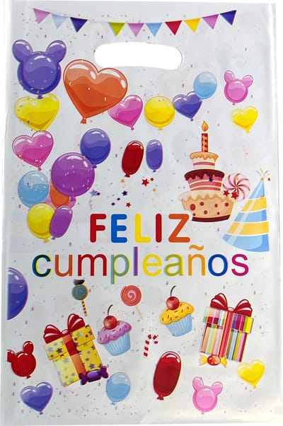 10x Plastic Uitdeelzakjes - Traktatie Zakjes Voor Uitdeelcadeautjes - Uitdeelzakjes Kinderfeestje - Uitdeeltasjes - Verjaardag - Feestje - 10 Stuks - 16.5x25cm - Feliz Cumpleaños