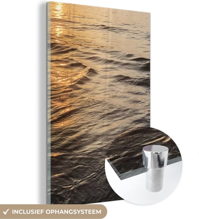 MuchoWow® Glasschilderij 120x180 cm - Schilderij acrylglas - Zee - Zon - Water - Foto op glas - Schilderijen
