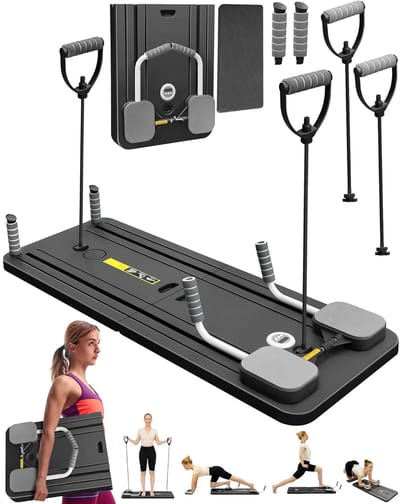 Pilates Reformer Bord - Thuis Fitness Apparaat - Core Rug Training - Multifunctioneel Opvouwbaar - 3x40x106 cm - Zwart