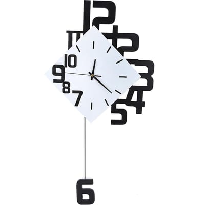 Klok aan de muur van smeedijzer in Scandinavische stijl Hangende wandklok Woonkamer Bar white