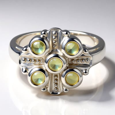 Cavill - 925 Zilveren Ring met 5 Ronde Kattenoog Alexandriet Cabochon - 5,5 Ct - Elegant, Modern, Kleurveranderend - Maat 17