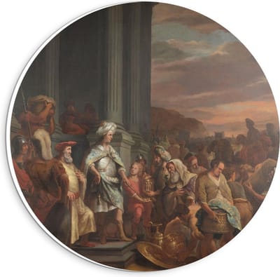 Forex Wandcirkel - Oude Meesters - Cyrus overhandigt schat uit Jeruzalem, Ferdinand Bol - 20x20cm Foto op Wandcirkel (met ophangsysteem)