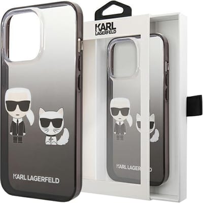 Karl - Lagerfeld - KLHCP13STGKCK iPhone - 13 - mini - 5.4 - hardcase - zwart/zwart - verloop - Ikonik - Karl - & - Choupette