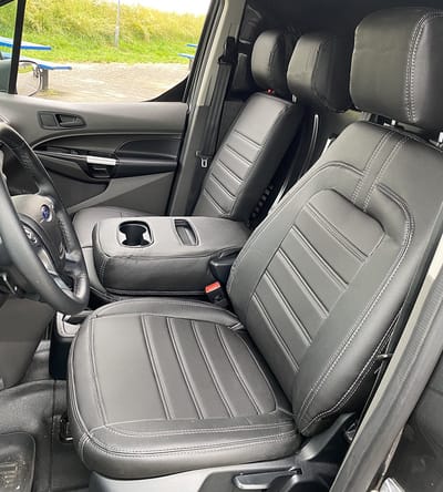 Pasvorm stoelhoezen Ford Transit Connect 2019-2022 (geschikt voor stoel en duobank) - Kunstleer zwart