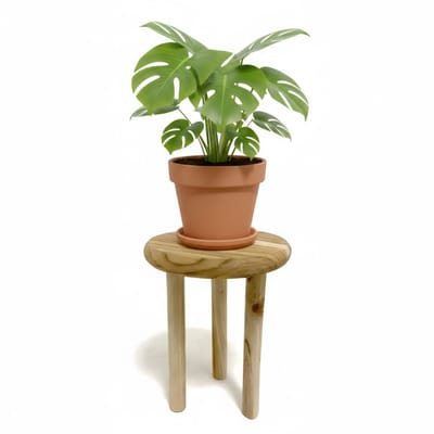 VD Leeden Plantenverhoger - rond - bruin - teak hout - 22 x 30 cm - plantenstandaard - verhoger - krukje