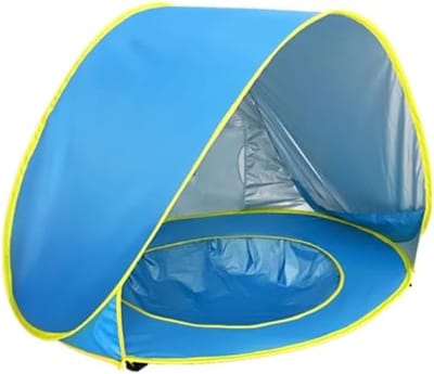 Strandtent Baby - Pop-up Tent - Zon Bescherming - Geïntegreerd Zwembad - 120 x 80 cm - Lichtblauw