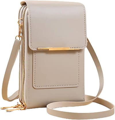 Allecto - Anti-diefstal lederen tas - Crossbody mobiel - Veilig en stijlvol - Grijs - Mobiele telefoon portemonnee - Handig voor onderweg - Compact...