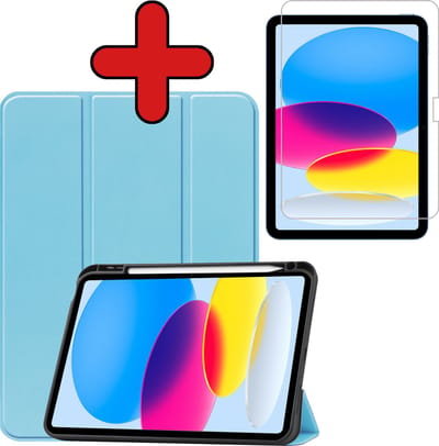 BTH Tablet Hoesje - Geschikt voor iPad 2022 / 2025 (A16 ) / 2026 (A19) - Bookcase - Trifold - Cover - Stylus Pen Houder - Lichtblauw
