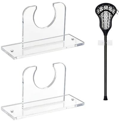 Dailygoods- Lacrosse Racket Houder 4 Stuks - Wandhouder - Acryl - Verticale Display - Sportaccessoire - Inclusief Schroeven en Pluggen