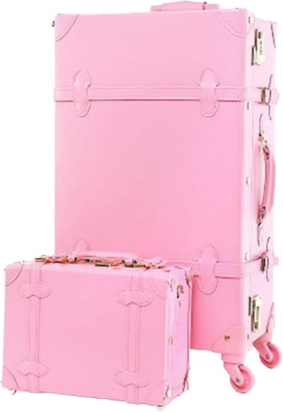 Reis Koffer Set - Vintage Bagage - Lange Reizen - Spinner Wielen - 12+22inch - Roze