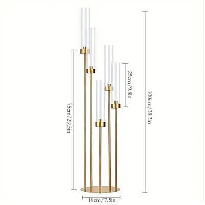 JOYNEXTBUY - Gouden Kandelaar 5 Armen - 108cm - Luxe Kaarsenhouder - Bruiloften, Evenementen, Tafeldecoratie en Romantische Diners